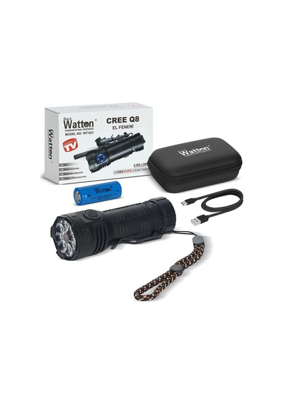 Cree Q8- Xpg 8+1 Led Şarjlı El Feneri Wt-623 Kırmızı