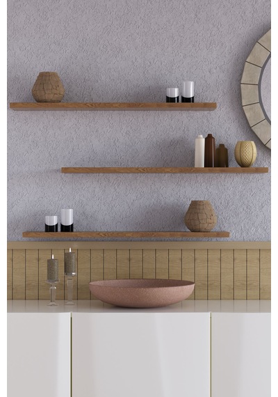 Yankı-BYEG 70 cm 3lü Safir Meşe Mdf Duvar Rafı Gizli Bağlantı Kitaplık