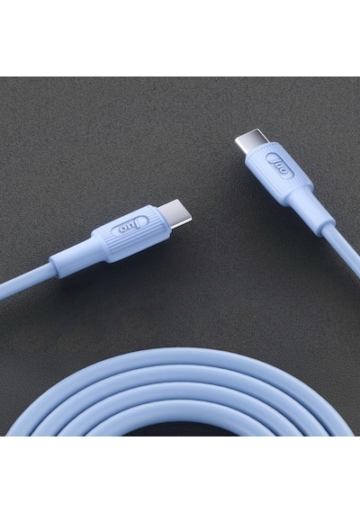 60w Usb Type-c To Type-c Silikon Hızlı Şarj Ve Data Kablosu Mavi 1 Metre Standart