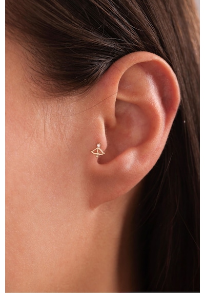 14 Ayar Altın Taşlı Yay Ok Tragus Küpe