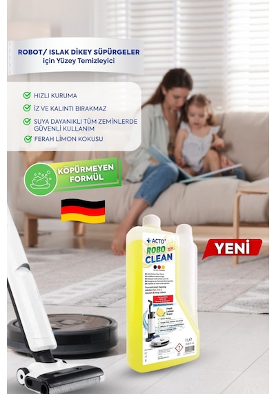 Acto Robo Clean Robot & Islak Dikey Süpürgeler İçin Konsantre Yüzey Temizleyici Tekli
