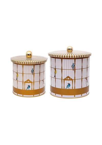 Evle Bird Cage Topuz Kulplu Saklama Kabı 2'li Set 17.5 x 18 CM + 14 x 15 CM Çok Renkli