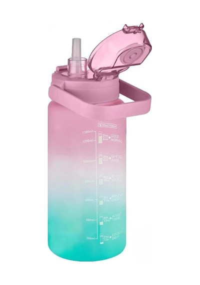 Vagonlife Pembe-turkuaz 1500 ML Pipetli/pipetsiz Kullanım Motivasyon Matarası Vgn2213-t