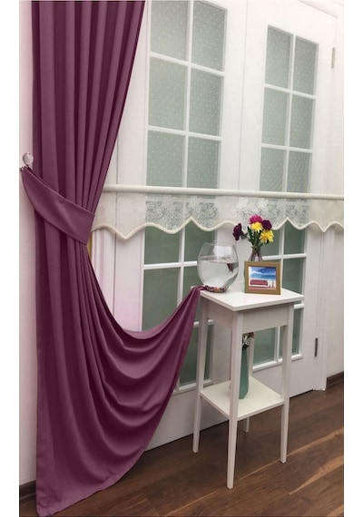 Evdepo Home Deniz Soft Pileli Fon Perde Koyu Lila
