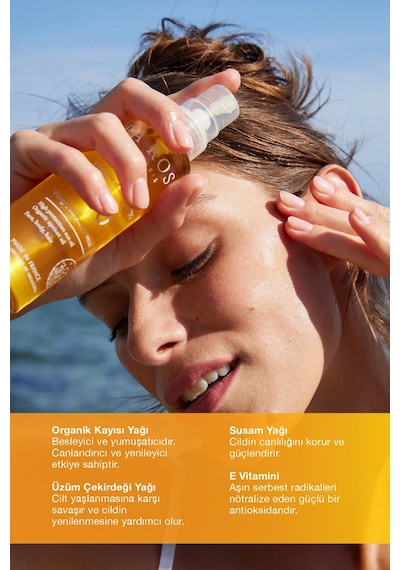 Yüksek Korumalı Güneş Koruyucu Yağ Organik Kayısı Yağı İçeren Spf 50 + 150 Ml