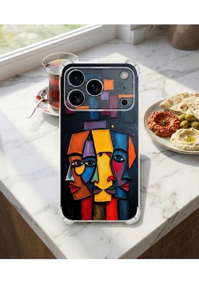 Printify Infinix Note 50 Pro İle Uyumlu Şeffaf Silikon Kılıf Uv Baskılı Esnek Tpu Kapak Totem Face No2