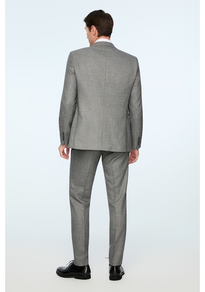 Morven Erkek Siyah Poliviskon Trend Desenli Slim Fit Sivri Yaka Yelekli Takım Elbise 26mc001084001 Siyah
