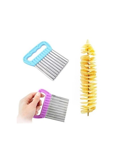 Özel Tutacaklı Şekilli Sebze Ve Meyve Kesme Aleti Cips Doğrayıcı Royaleks-35126 Metal
