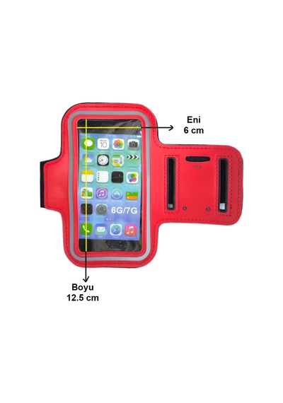 Cep Telefonu İçin Kol Bandı 12.5cm X 6cm Ölçülerinde Taşıma Kılıfı Kırmızı