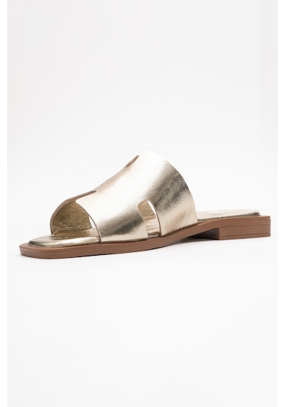 Luvishoes Jez Altın Hakiki Deri Kadın Terlik Altın