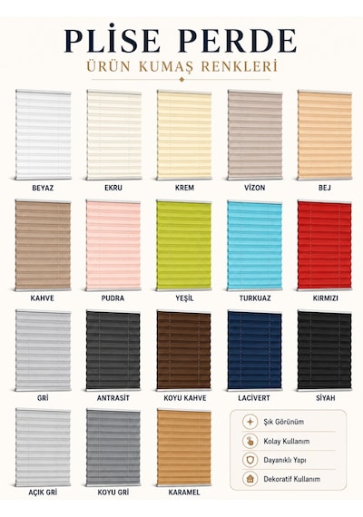 Akordiyon Kapı Perdesi Plise Sürgülü Kapı Perdesi En0-100 Cm X Boy0-240 Cm