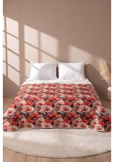 Gelincik Çiçeği 5d Çok Amaçlı Çift Kişilik Baskılı Pike & Yatak Örtüsü 200x220 Cm Çok Renkli