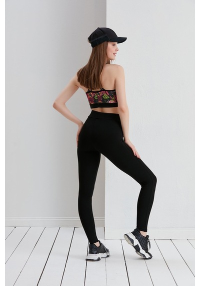 Thin Shop Siyah Dikişli Çelik Örgü Toparlayıcı Siyah Tayt - Bayan Tayt - Siyah Tayt 001
