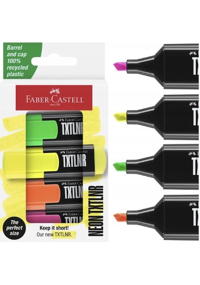 Faber Castell Fosforlu Kalem Mini Neon 4'lü Set - 154204 Çok Renkli