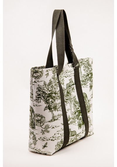 Fabric Craft Bag Plaj Çantası Kadın Omuz Çantası Duck Kumaş İçi Astarlı Mıknatıslı 50x43 Cm Yeşil