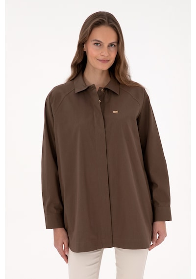 U.s. Polo Assn. Kadın Kahverengi Gömlek Desenli 50316399-vr029 Kahverengi