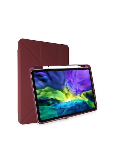 Apple, Uyumlu iPad Air 4 10.9 Kılıf Kalemlikli Mars Tablet Kılıfı - Mürdüm Arka Kapak