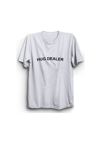 Beyaz Hug Dealer Baskılı Tişört Beyaz