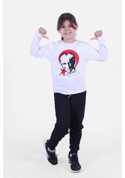 Fyk Kids Atatürk Baskılı Imzalı Uzun Kollu Unisexs Takım Çok Renkli