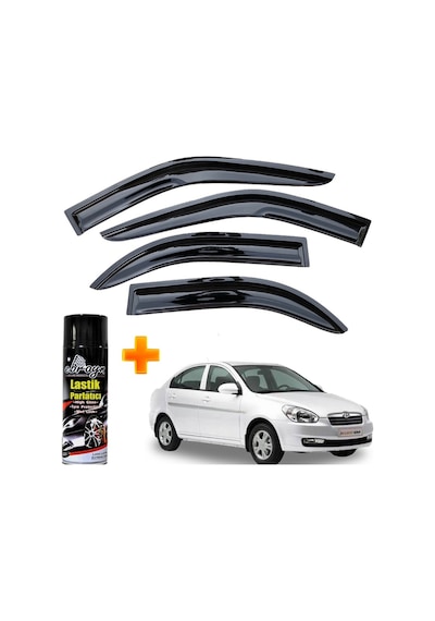 Hyundai Accent Era Mügen Cam Rüzgarlığı 2005-2011 Arası 4 Lü Takım +500ml Lastik Parlatıcı