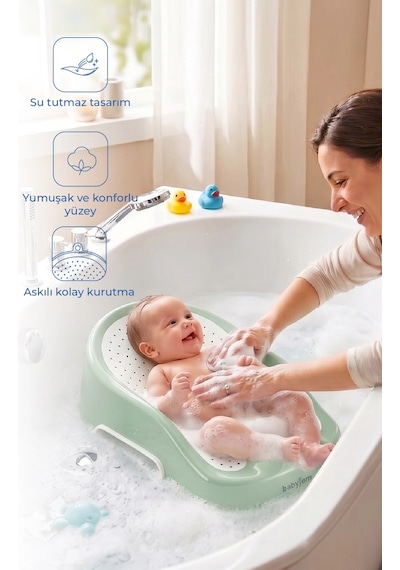 Babyjem Soft Banyo Desteği Bebek Yıkama Yardımcısı Soft Yeşil Çok Renkli