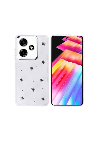 Zore İnfinix Hot 30 Kılıf Airbag Tasarımlı Simli Şeffaf Ogaa Kutup Kapak - Yıldız