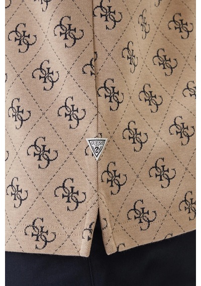 Guess Kısa Kollu Tamamı 4g Jakarlı Polo Yakalı Erkek Bej Polo T-shirt M6gp04k3073-fmaz Bej