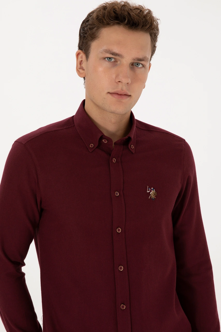 U.S. Polo Assn. Erkek Bordo Uzun Kollu Basic Gömlek 50307686-VR014 U.S. Polo Assn. Erkek Bordo Uzun Kollu Basic Gömlek 50307686-VR014