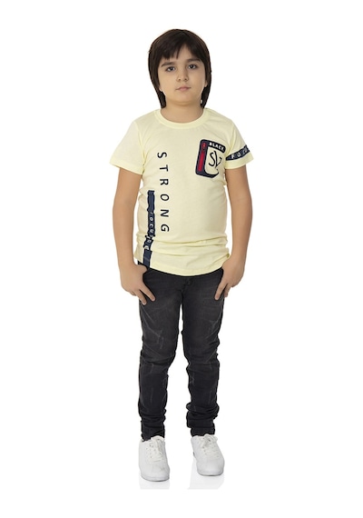 Toontoy Kids Toontoy Erkek Çocuk T-shirt Strong Baskılı Sarı