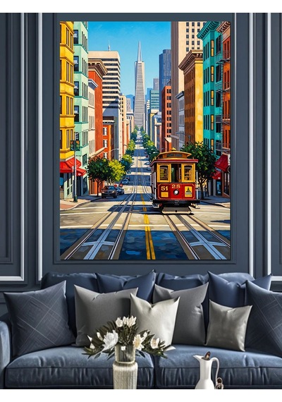 Ahşap Tablo San Francisco Tramvay Manzara
