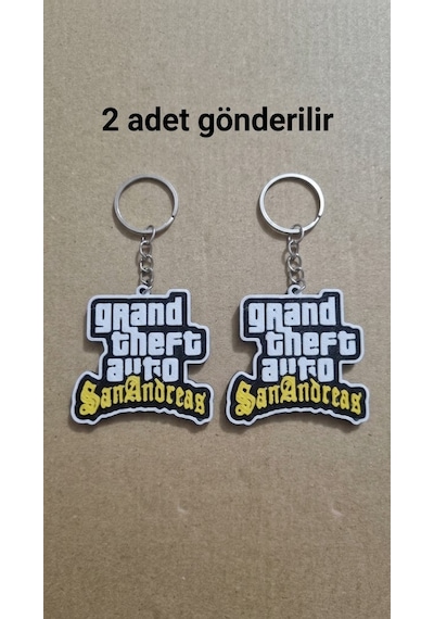 2'li Paket Gta San Andreas Temalı 3d Anahtarlık & Çanta Süsü Siyah