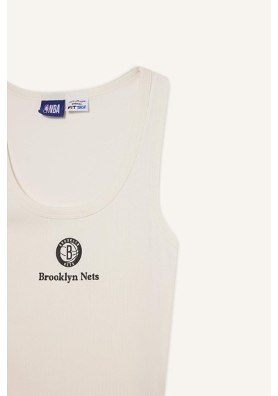 DeFactoFit NBA Brooklyn Nets Slim Fit Dar Kesim U Yaka Ribana Sporcu Atlet E2358AX25SMER105