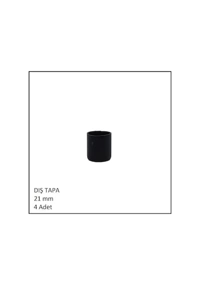 Plastik Dış Tapa, Profil Tapası, Yuvarlak, Siyah, 21 Mm 4 Adet Siyah