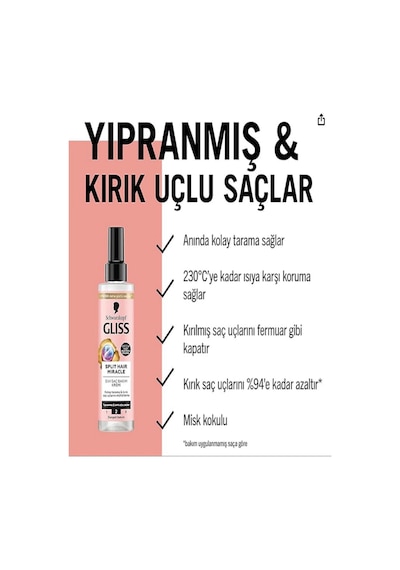 Schwarzkopf Gliss Split Hair Miracle Sıvı Saç Kremi 200ML