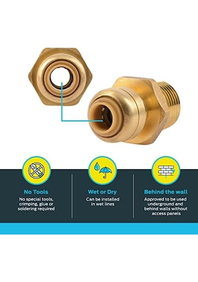 Sharkbite 1/4 İnç X 1/2 İnç Mnpt Azaltma Adaptörü, 6'lı Paket, Pirinç Tesisat Armatürü, Pex Boru, Bakır, Cpvc, Pe-rt, Hdpe, U110lf