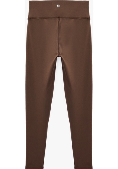 Koton Yüksek Bel Dikiş Detaylı Slim Fit Spor Tayt Kahverengi 7wak40152nk Kahve