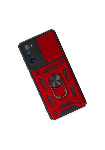 Samsung Uyumlu Galaxy S20 Fe Uyumlu Kılıf Pars Lens Yüzüklü Silikon - Kırmızı