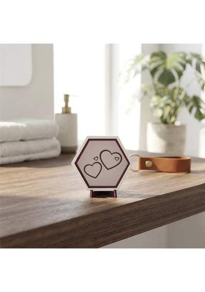 Zarif İkili Kalp Temalı Masaüstü Süsü Çalışma Masalarınız İçin Modern Ve Şık Bir Görünüm Sunan Tasarım 10x10 Cm, Yavru Ağzı