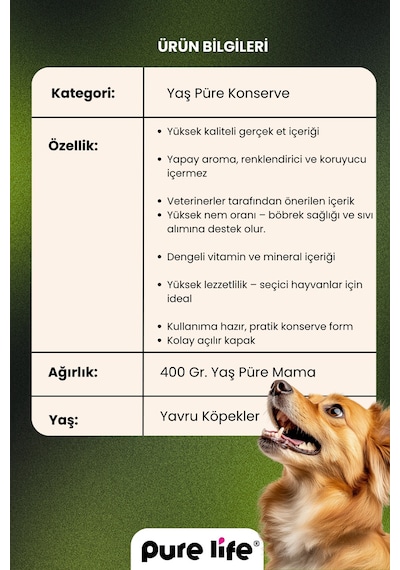 Pate Kuzu Etli Yavru Köpek Konserve Yaş Mama 400 Gr