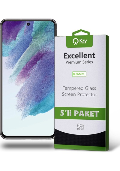 Samsung Galaxy S21 FE ile Uyumlu Temperli Ekran Koruyucu Kırılmaz Cam Ekonomik 5'li Paket