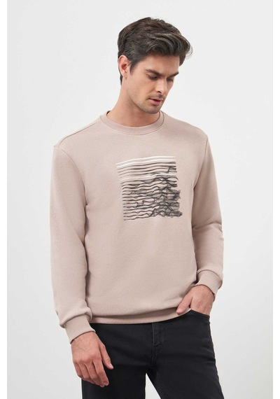 Morven Erkek Taş Trend Bisiklet Yaka Sweat-shirt 25ks063006870 Taş Taş