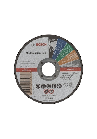 Bosch Rapido MultiConstruction 115x1.0 mm Düz Kesme Diski