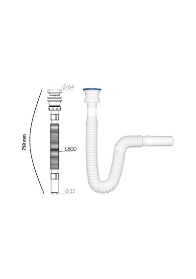 1.kalite Paslanmaz Çelik Süzgeçli Lavabo Gider Hortumu/körüklü Lavabo Sifonu/eviye Gider Borusu 75 Cm