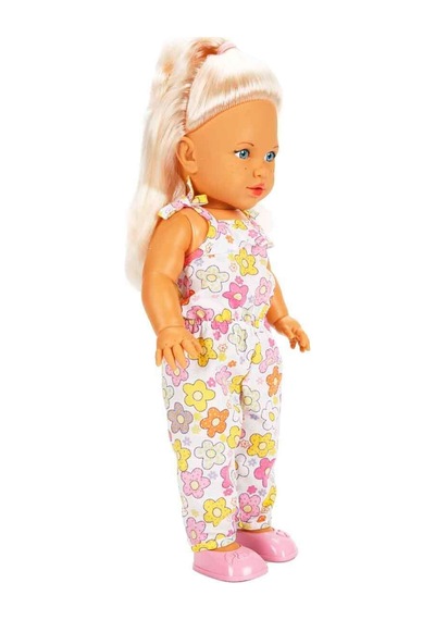 Tina Summer Sarışın Mavi Gözlü Et Bebek - 45 Cm Çiçekli Tulumlu Oyuncak Bebek