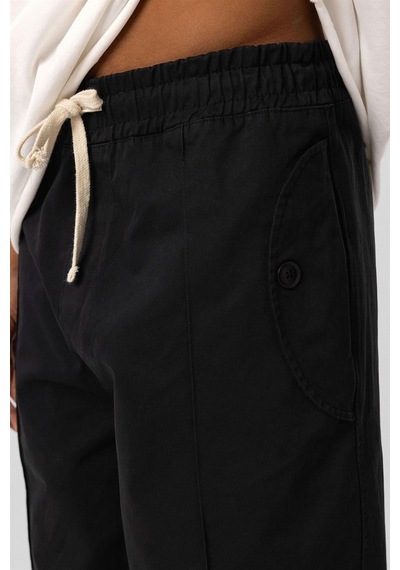 Vamos Bağcıklı Baggy Gabardin Pantolon Siyah