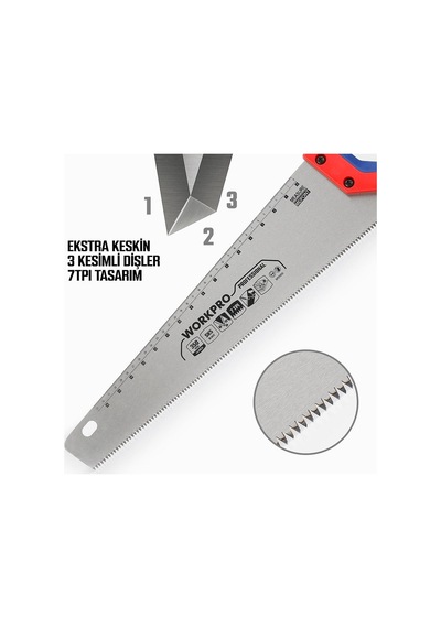 Workpro Wp215035 350mm Sk5 7 Tpı Ağır Hizmet Tipi El Testeresi