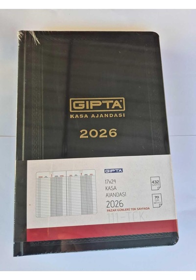 Gıpta Ajanda 2026 17x24 Cm Ticari Kasa Ajandası, 432 Sayfa, Siyah Çok Renkli