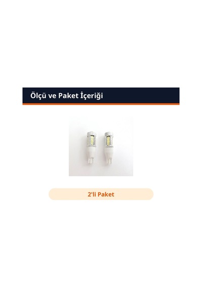 Trobus T10 Oto Geri Vites Lambası Led Ampul 2'li Beyaz