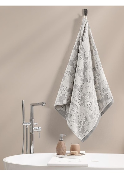Pamuk Tekli Havlu Jakarlı Karna Eco Batıs - 70 X 140 Taş