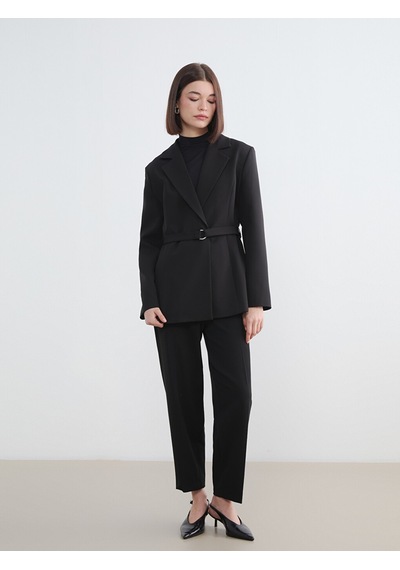 Lcw Modest Siyah Beli Kemerli Kadın Blazer Ceket